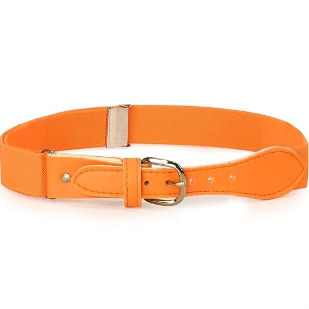 Hold’Em Baseball Belt Boys Leather Closure Elastic Adjustable Strap - Orange